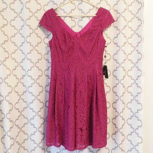 Magenta Lace Mini Cocktail Dress - 6 (NWT)